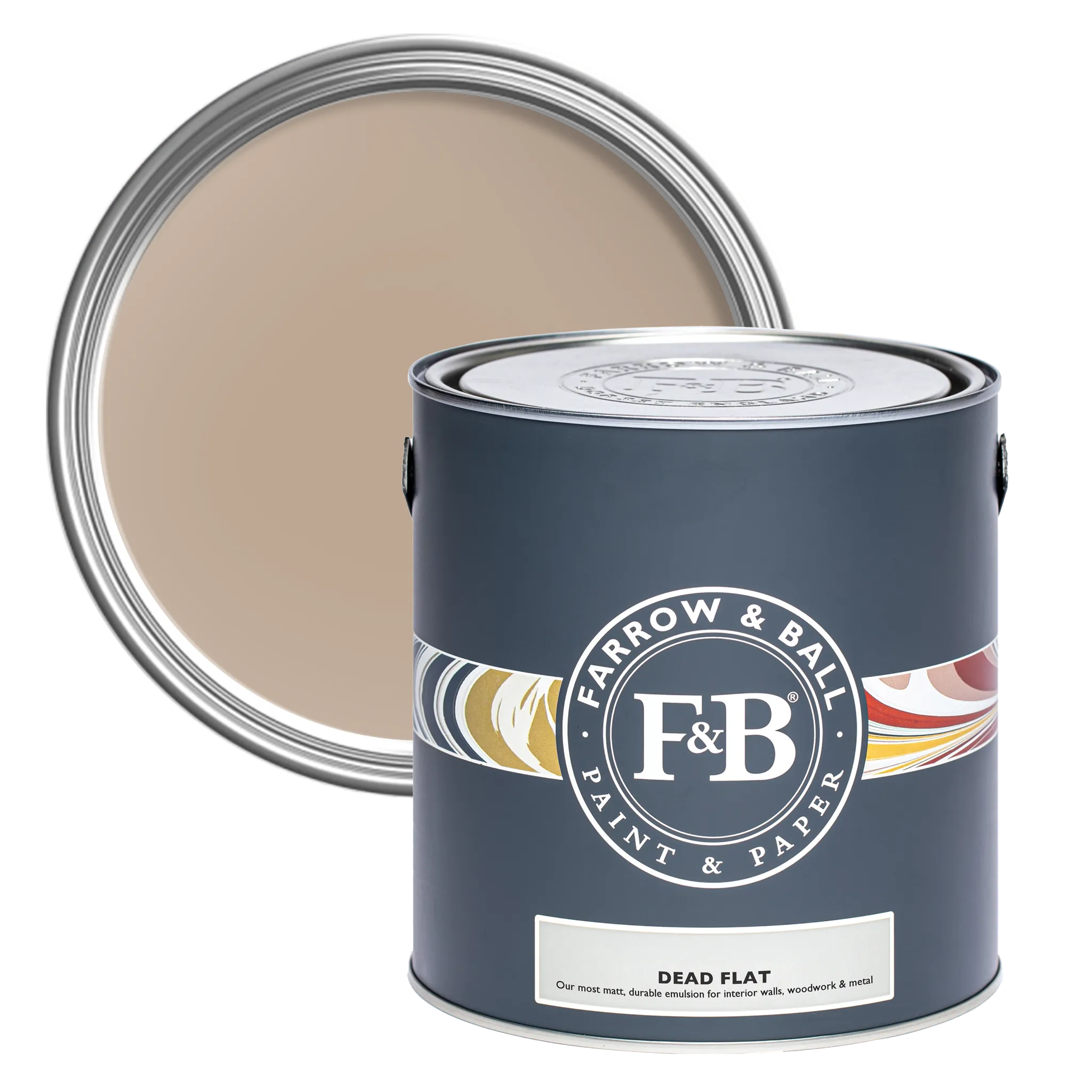 Farrow & Ball Dead Flat 5L, Smoked Trout No. 60, Ultra Matt Multi-Surface Paint