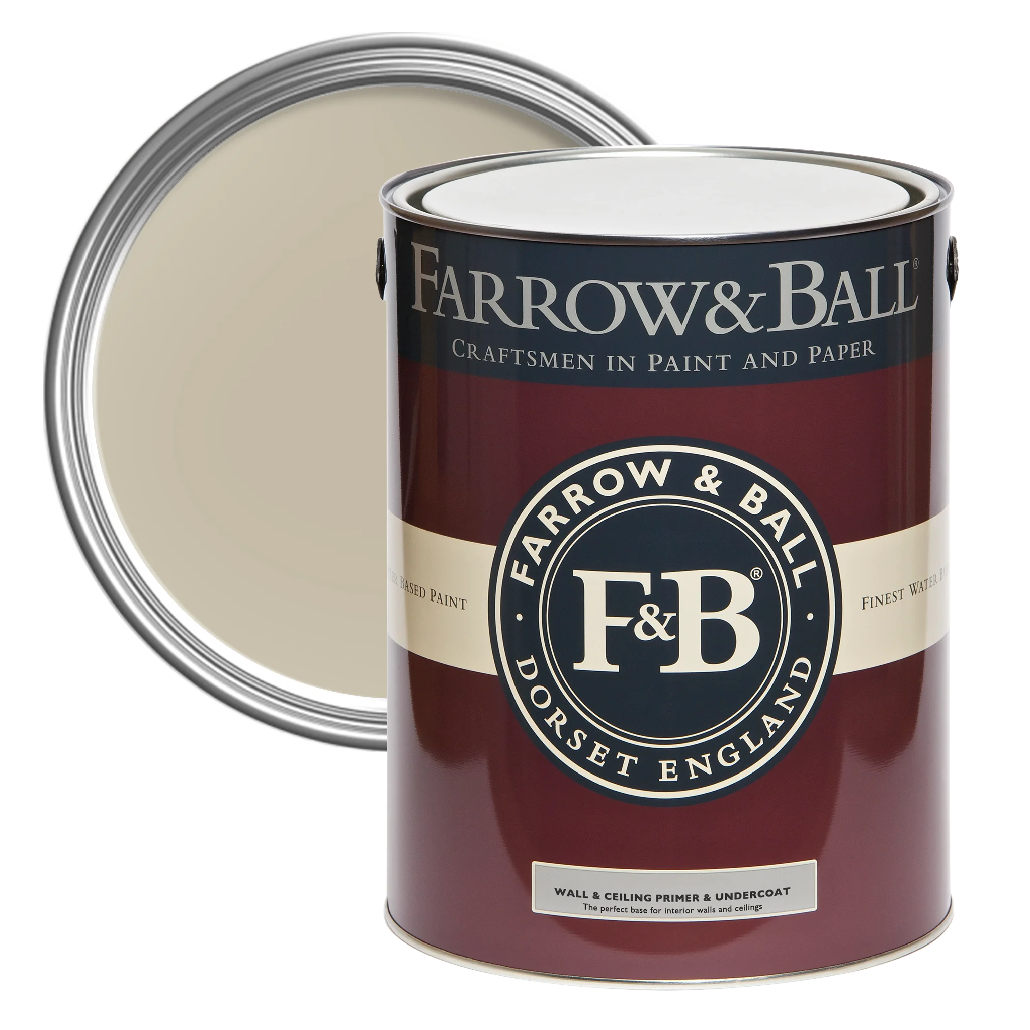 Farrow & Ball Wall and Ceiling Primer & Undercoat 5L, Mid Tones, Wall And Ceiling Primer And Undercoat Paint