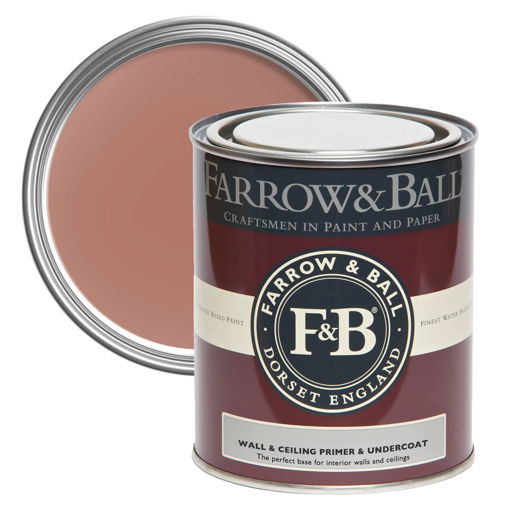 Farrow & Ball Wall and Ceiling Primer & Undercoat 2.5L, Red & Warm Tones, Wall And Ceiling Primer And Undercoat Paint